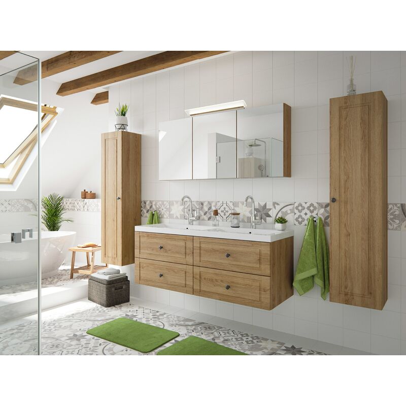 

Emotion - Set de baño Persepolis XL Cottage 4pzs armario con espejo Roble claro