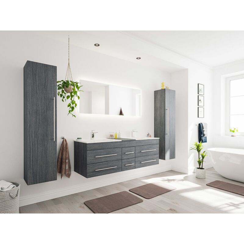 

Set de baño Roma XL 4 U incl. Espejo-LED in Antracita vetado