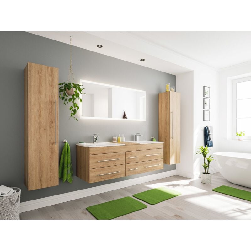 

Set de baño Roma XL 4 U incl. Espejo-LED in Roble claro