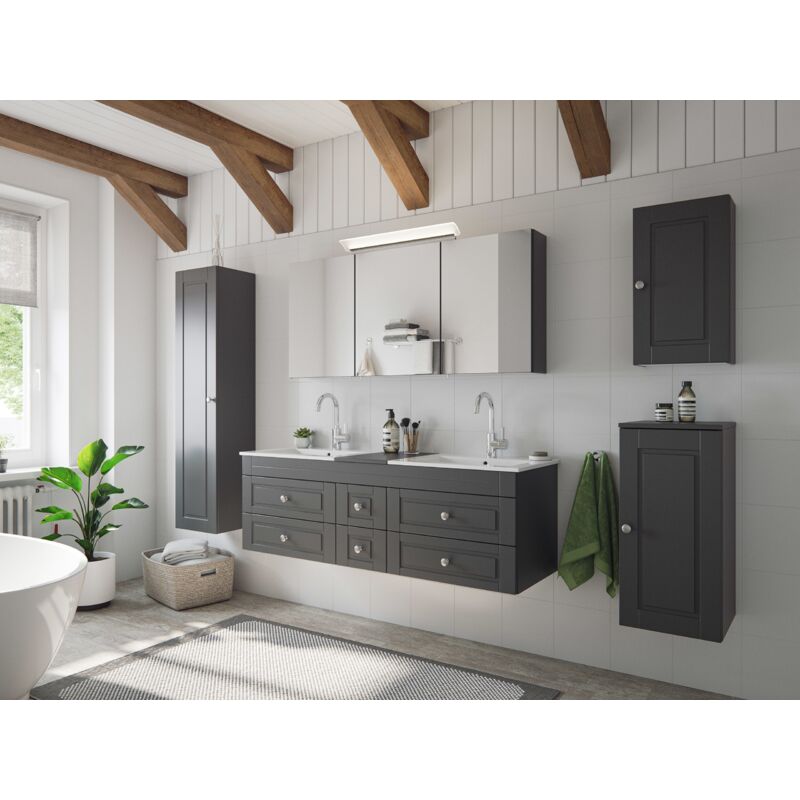 

Emotion - Set de baño Roma XL Cottage 5pzs armario con espejo Antracita