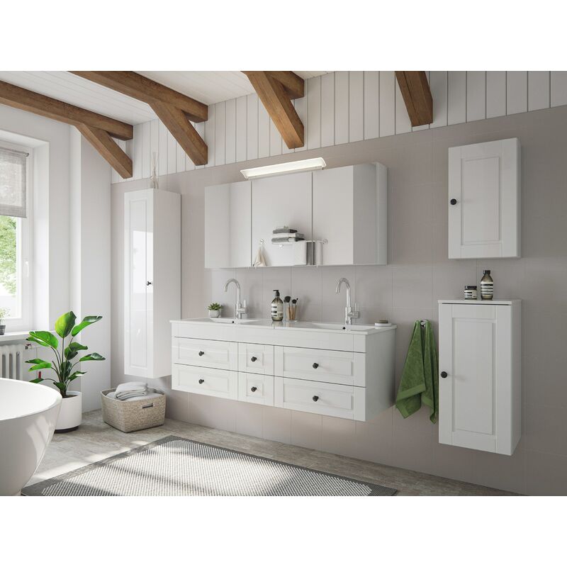 

Emotion - Set de baño Roma XL Cottage 5pzs armario con espejo Blanco brillante