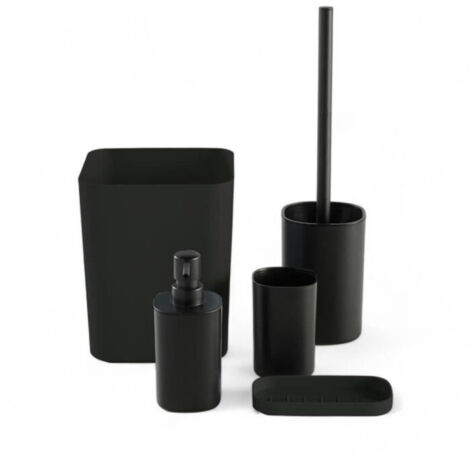Set de Baño TODAY HOY Negro Plástico Moderno (5 Unidades)