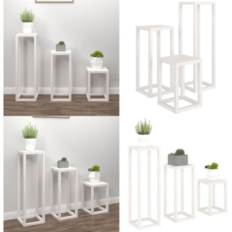 Set de bar 3 piezas madera maciza de pino blanco - Madera de pino - Soportes de planta