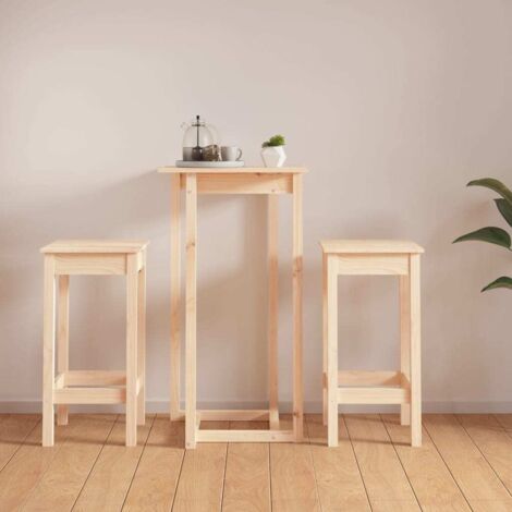 Set de bar 3 piezas madera maciza de pino vidaXL