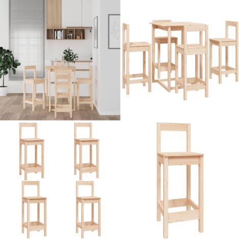 Set de bar 5 piezas madera maciza de pino - Barra de madera - Mesa de bar