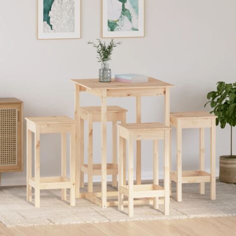 Set de bar 5 piezas madera maciza de pino vidaXL