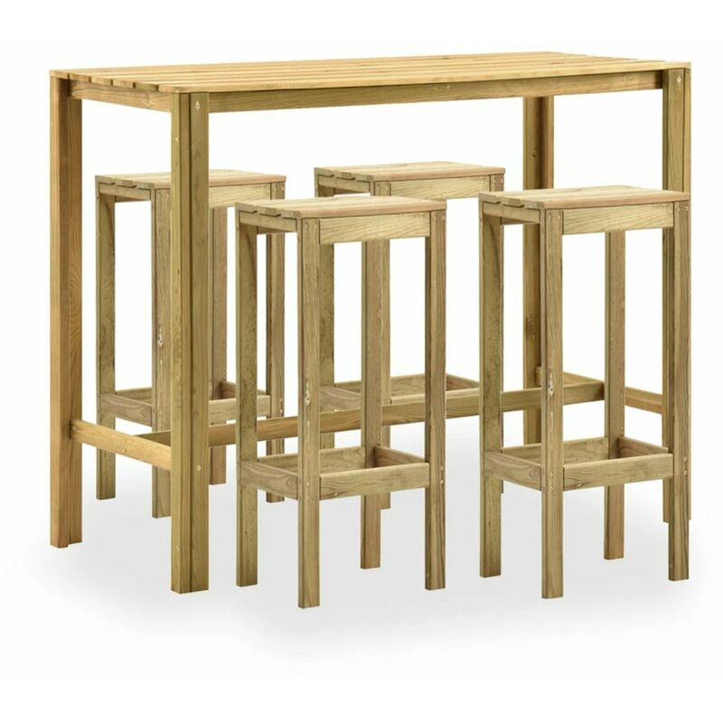 

Set de bar de jardin 5 piezas madera de pino impregnada verde