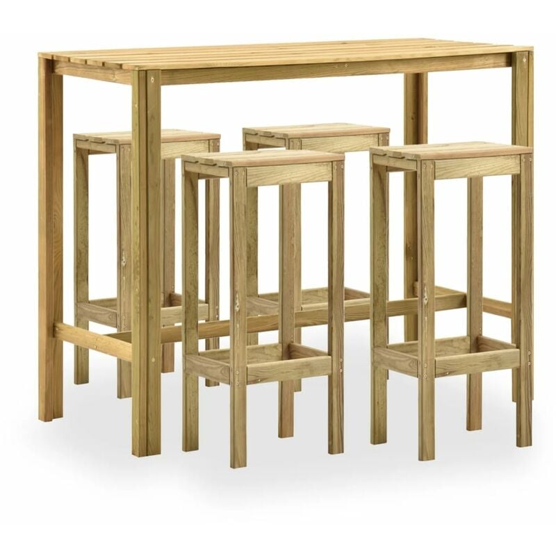 

Set de bar de jardín 5 piezas madera de pino impregnada verde