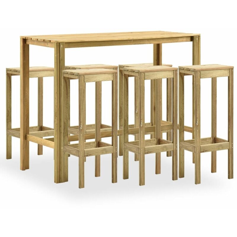 

Set de bar de jardin 7 piezas madera de pino impregnada verde
