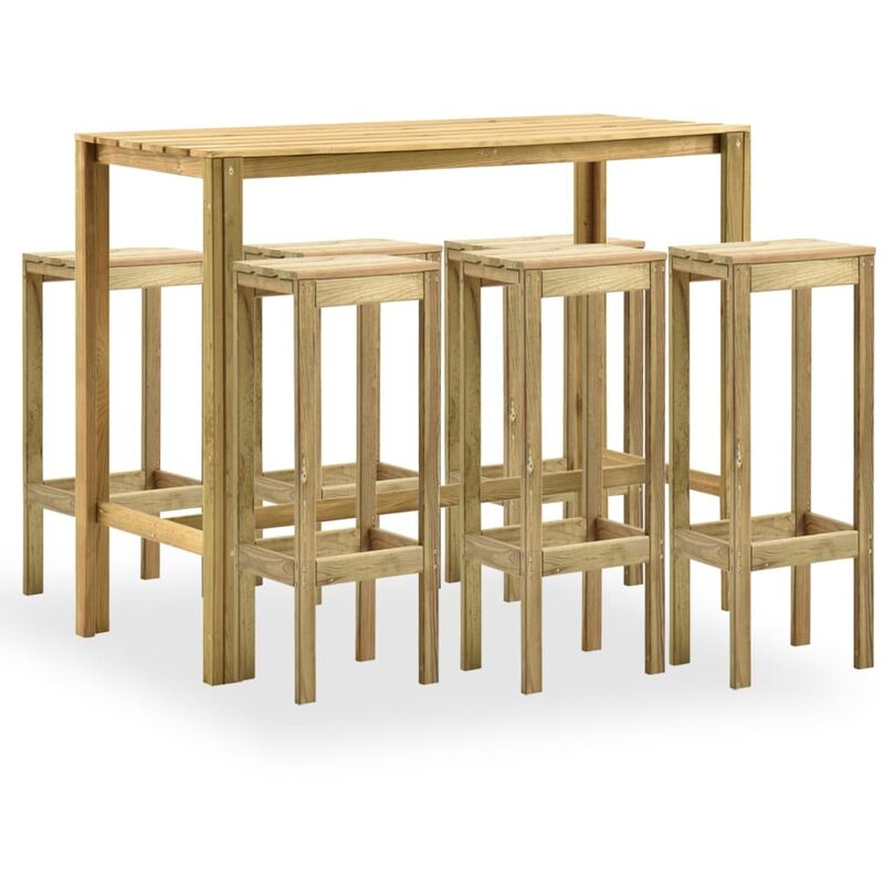 

Set de bar de jardín 7 piezas madera de pino impregnada verde
