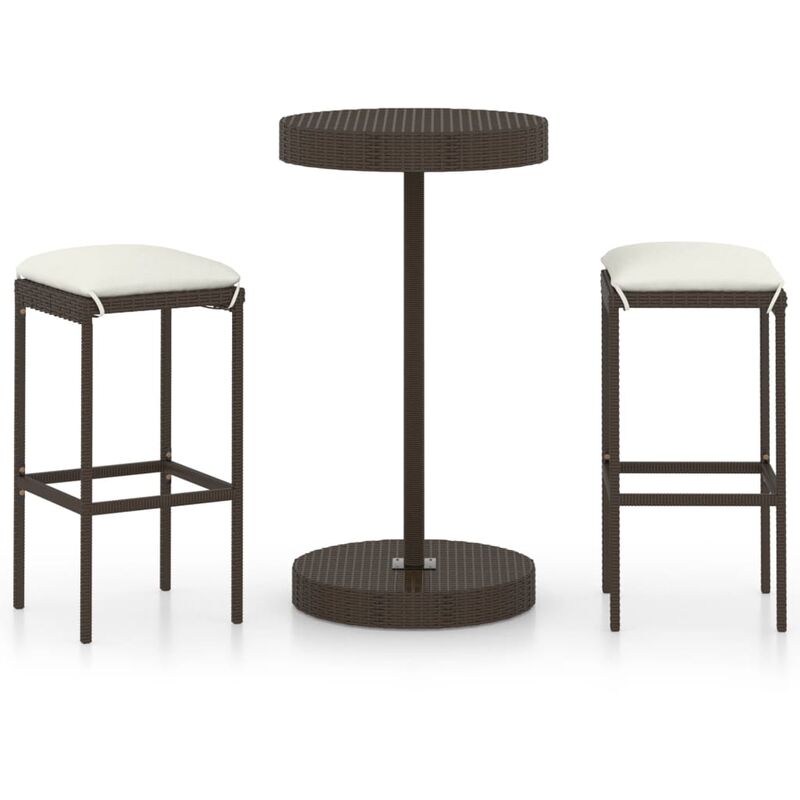 

Set de bar de jardín 3 piezas y cojines ratán sintético marrón - Marrón