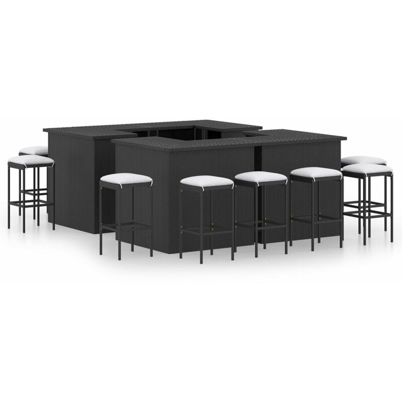 

Set de bar para jardin 16 piezas cojines ratan sintetico negro