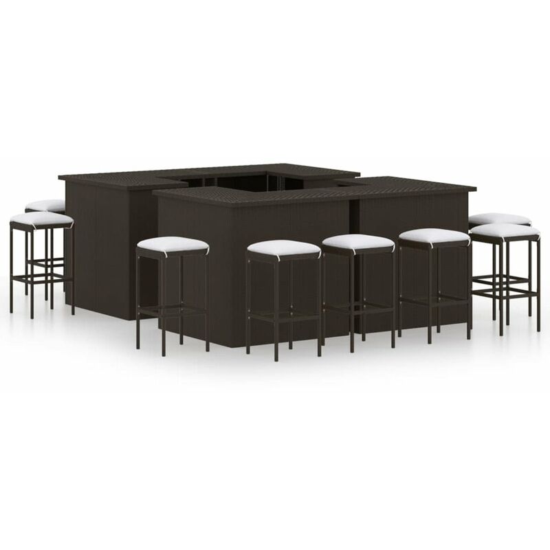 

Set de bar para jardin 16 pzas y cojines ratan sintetico marron