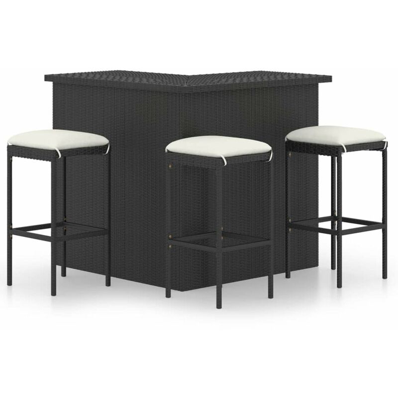

Set de bar para jardin 4 pzas y cojines ratan sintetico negro