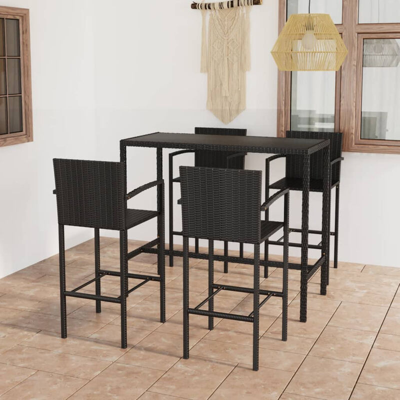 

Happyshopping - Set de bar para jardin 5 piezas ratan sintetico negro