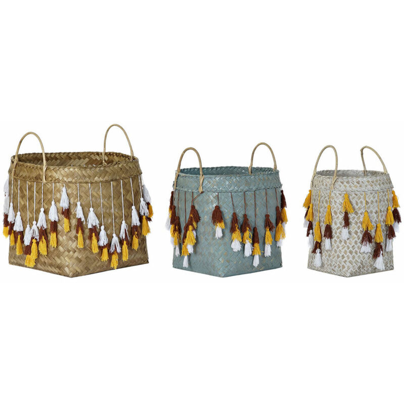 Set of Baskets of the Bamboo Bali Fringes (3 Pieces) (Article No : S3018553) - Dkd Home Decor