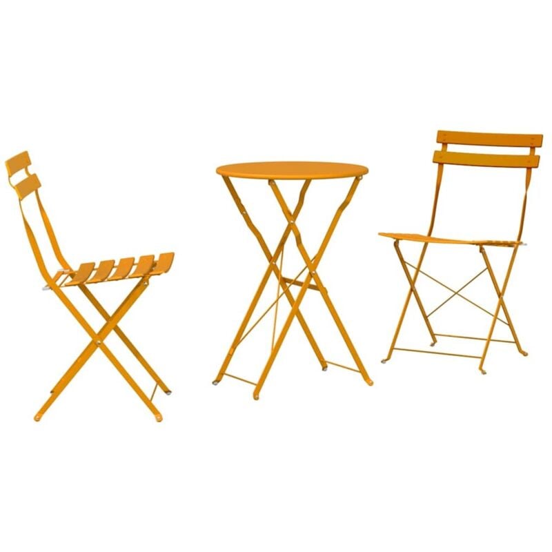 Vidaxl - Set de bistro pliable 3 pièces jaune moutarde en acier