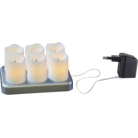 Set de bougies à réchaud LED - 6 pièces avec station de charge STAR TRADING