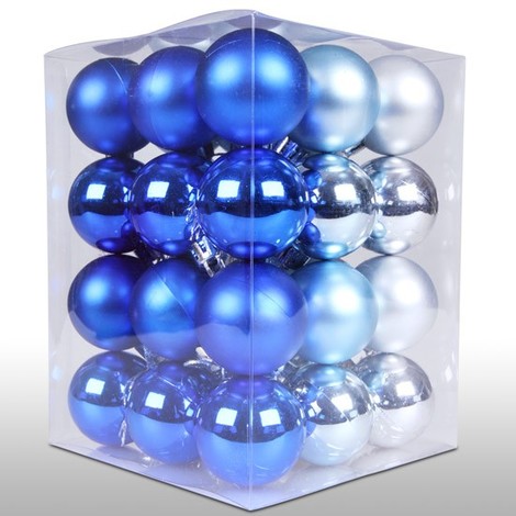 Boules De Noël En Bleu 3cm Set De 60 25802