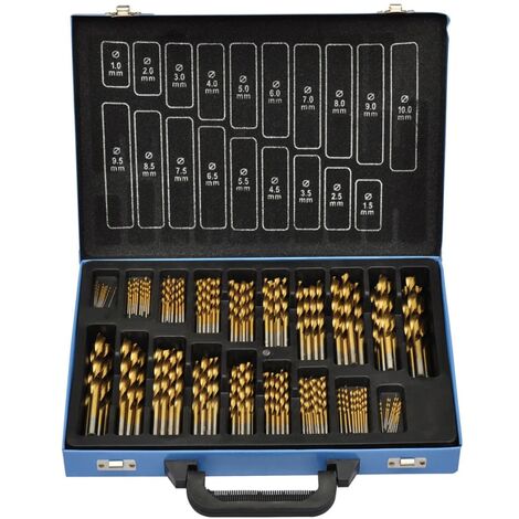 Set De Brocas En Caja Metal (170 Piezas) HSS TI (Chapadas En Titanio)