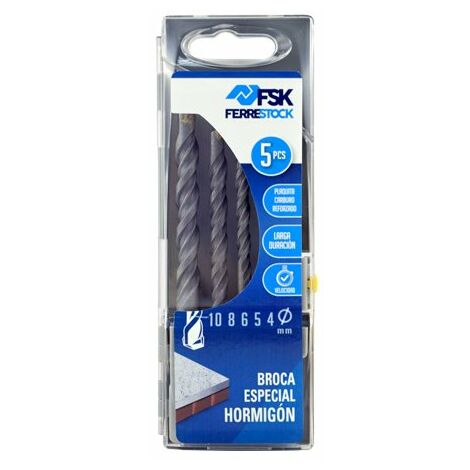 Set de brocas Ferrestock 4, 5, 6, 8, 10 mm Universal Hormigón