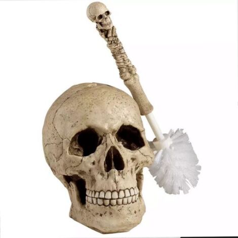 Set de brosses de toilettes gothiques décoratives Skeleton, 42 cm, palette de couleurs complète.