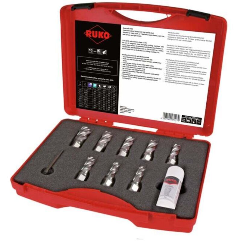 Ruko - Jeu de carottes hss avec tige Weldon cbn rectifiée 10 pces. En coffret plastique - 108810