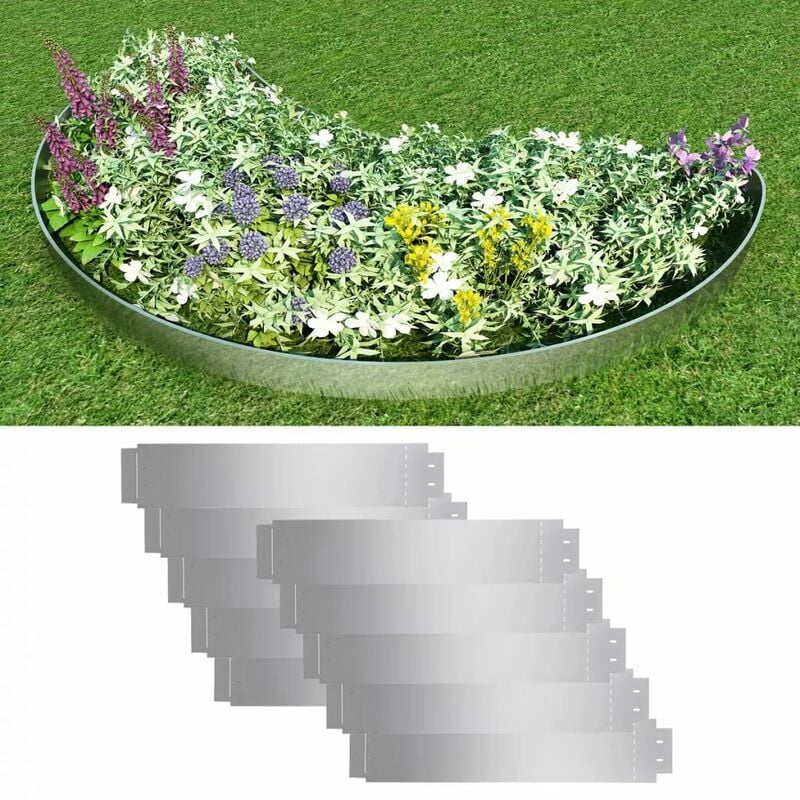

Set de cercas para cesped 10 piezas acero galvanizado 100x20cm