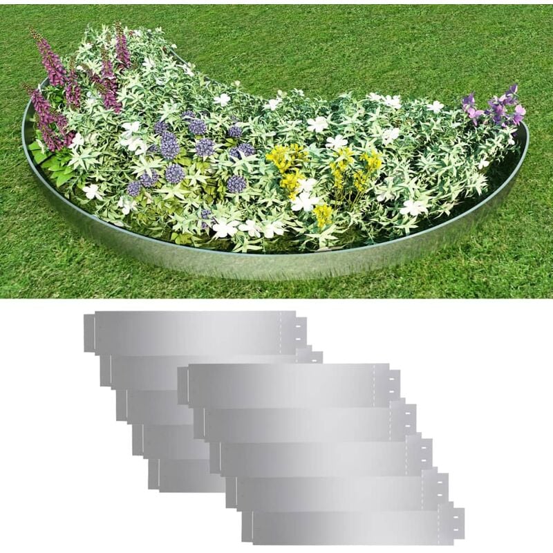 

Set de cercas para césped 10 piezas acero galvanizado 100x20cm