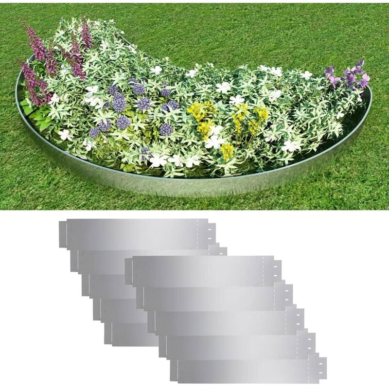 

Set de cercas para césped 10 piezas acero galvanizado 100x20cm - Plateado
