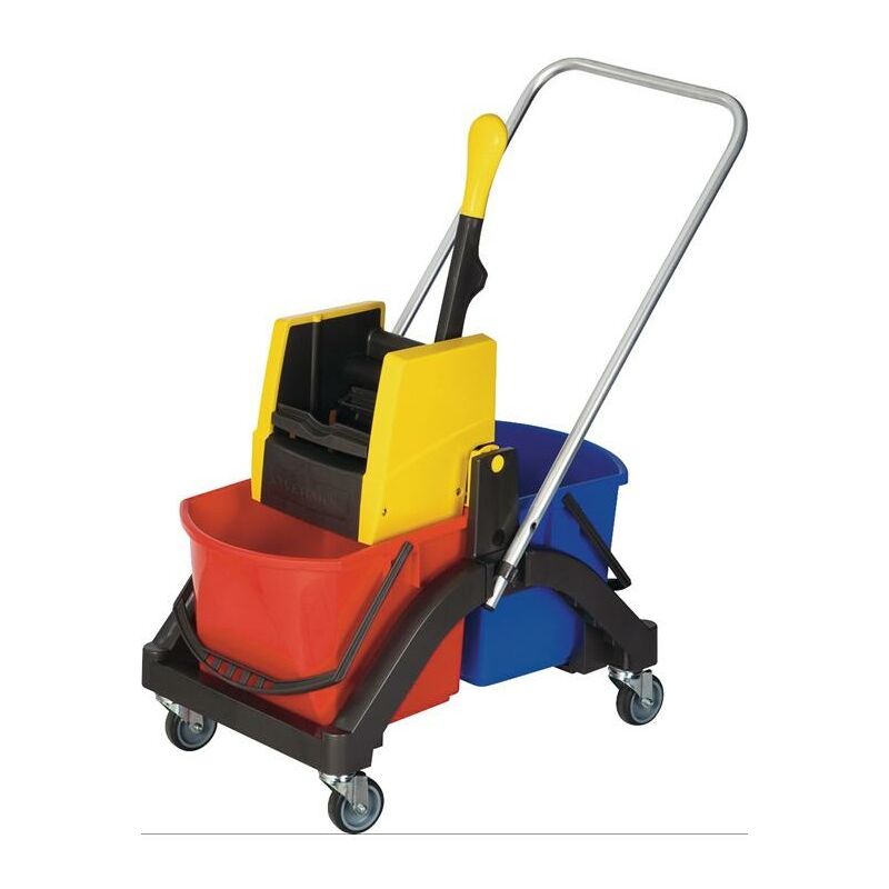 No_brand - VERMOP Set de chariots de nettoyage seau 2 x 17 l pres./manche/supp./5 serp. plastique