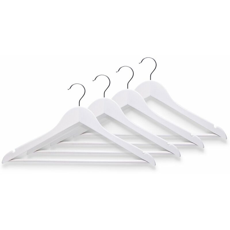 Set de cintres en bois pour vêtements, 4 pièces, couleur blanche Zeller