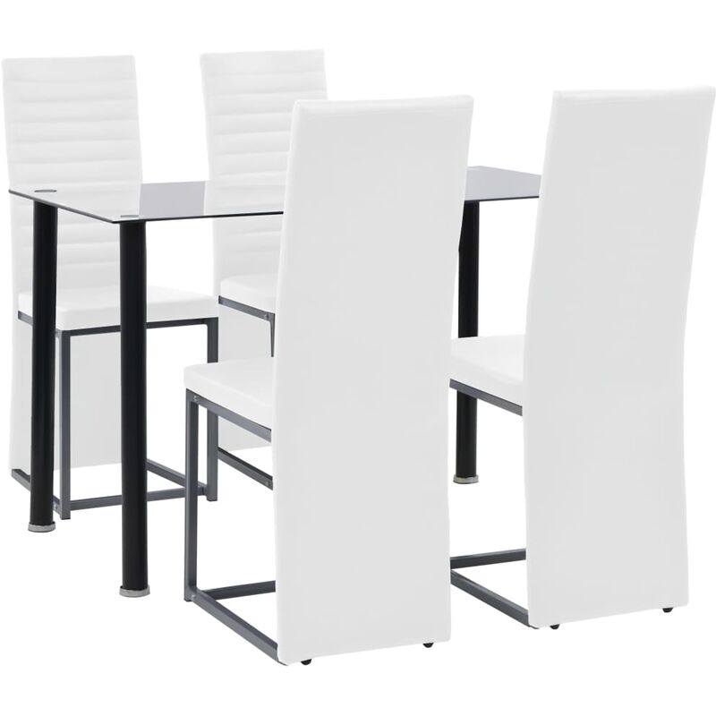

Vidaxl - Set de comedor 5 piezas acero y vidrio templado blanco y negro - Blanco