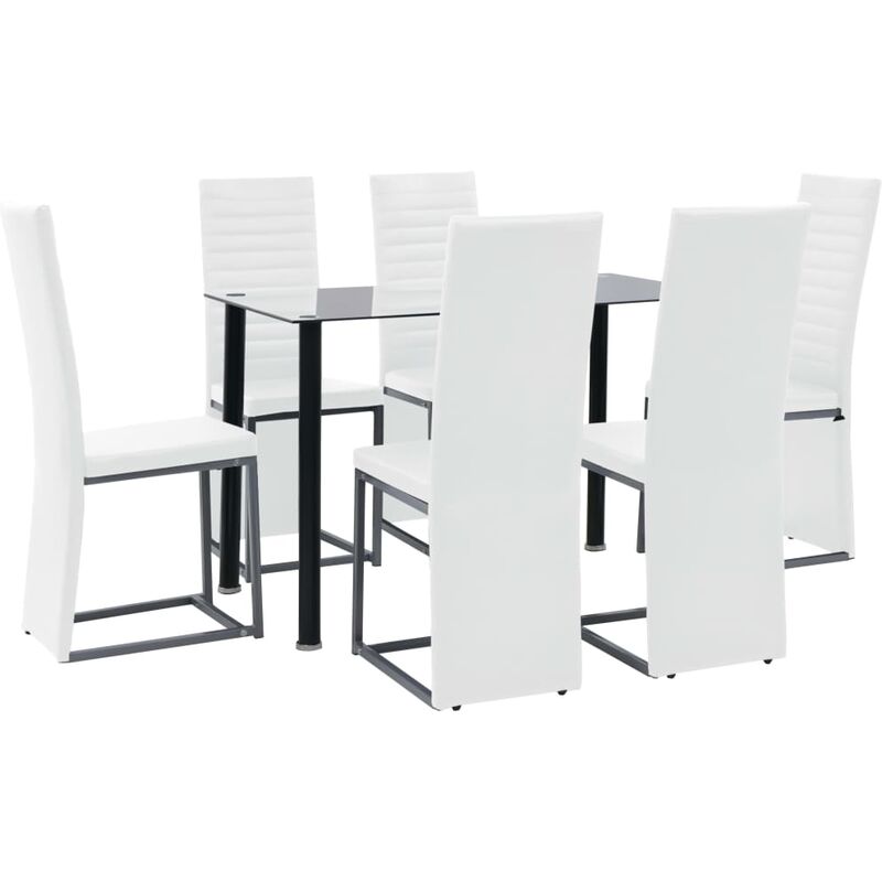 

BHD - Set de comedor 7 piezas acero y vidrio templado blanco y negro