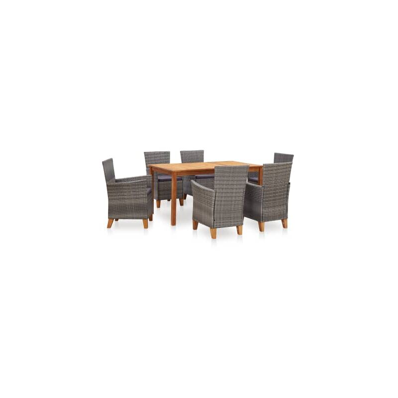 

Set de comedor 7 pzas ratan sintetico madera maciza acacia gris