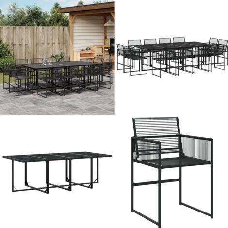 Set de comedor de jardín 13 pzas ratán sintético negro - Sillas de jardín - Mesa de jardín