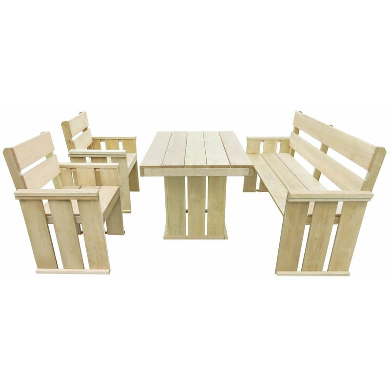 

Set de comedor de jardin 4 piezas madera de pino impregnada