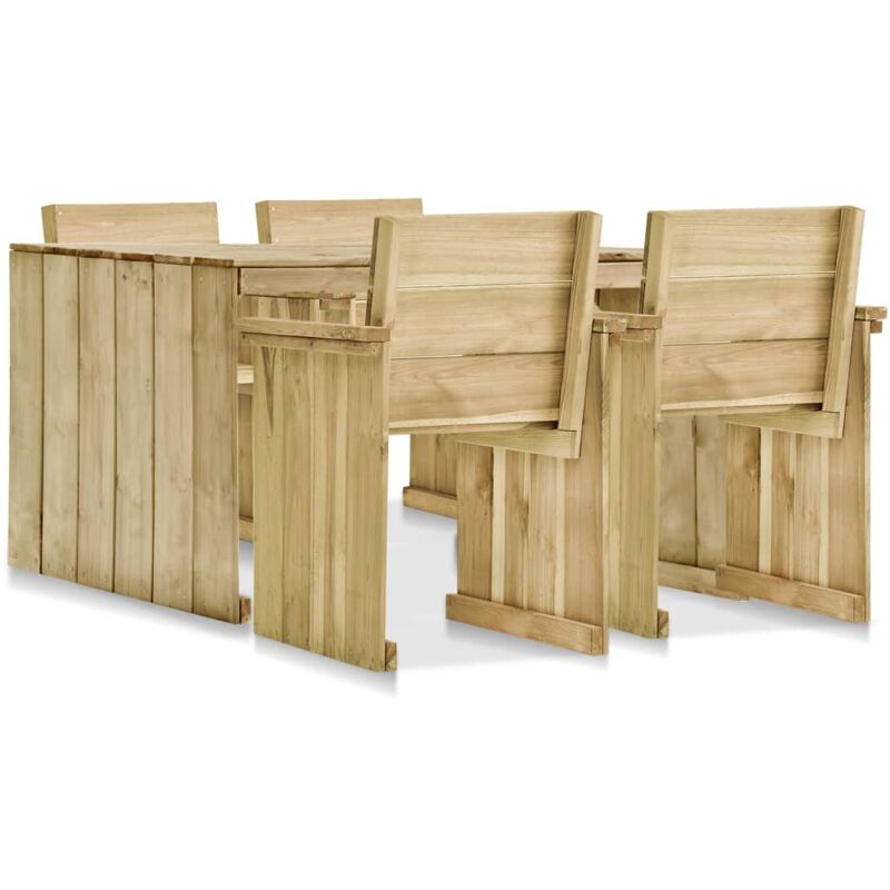 

Set de comedor de jardín 5 piezas madera de pino impregnada - Marrón - Vidaxl