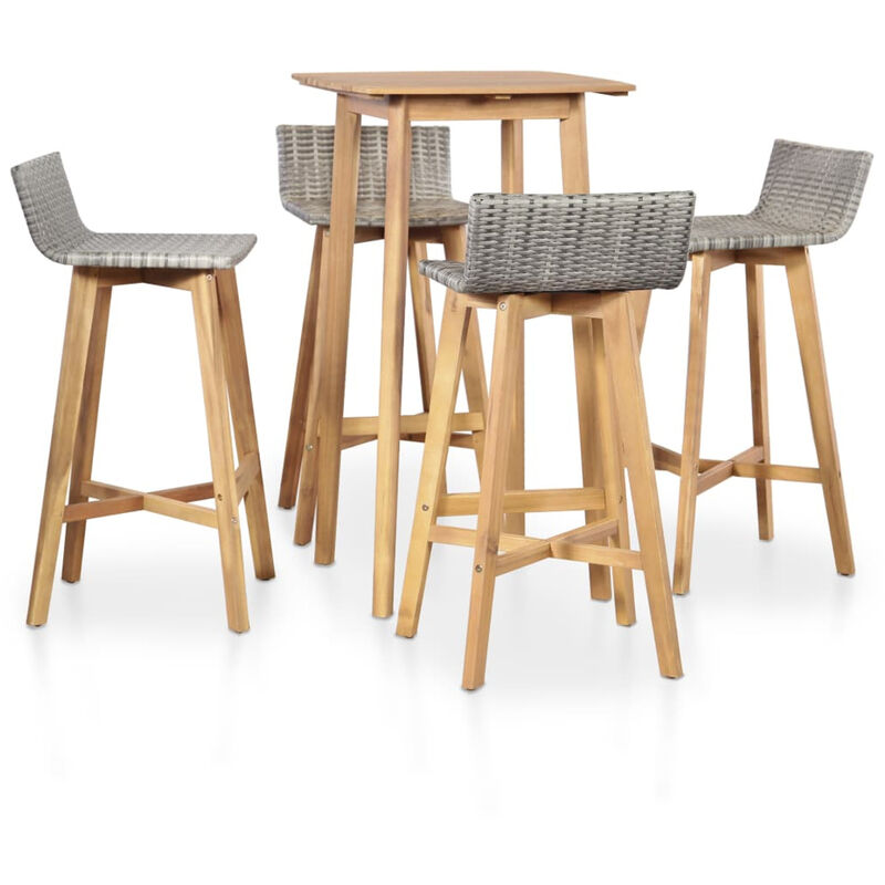 

Set de comedor de jardin 5 piezas madera maciza de acacia