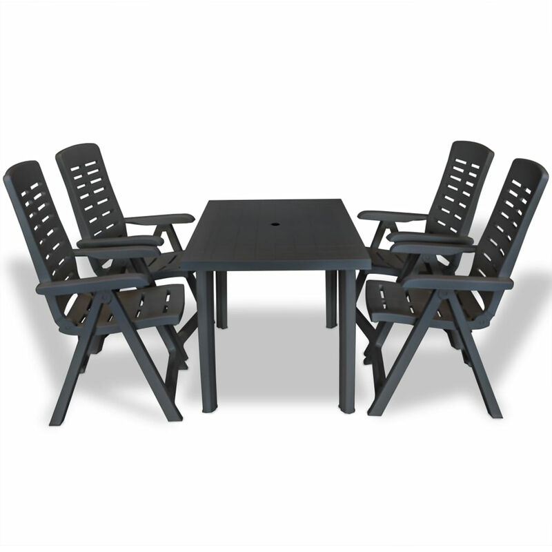 

Set de comedor de jardin 5 piezas plastico gris antracita