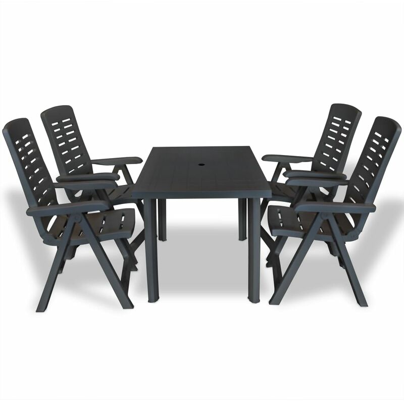 

Set de comedor de jardín 5 piezas plástico gris antracita