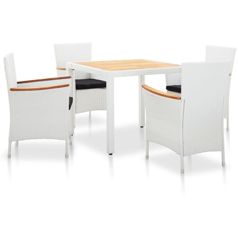 

vidaXL Set de Comedor de Jardín Ratán Sintético Blanco 5 Piezas - Blanco