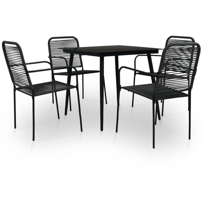 

Set de comedor de jardín 5 pzas cuerda de algodón y acero negro