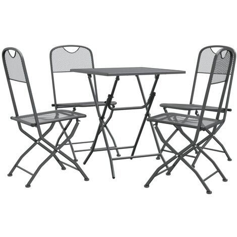 Set de comedor de jardín 5 pzas malla metal expandido antracita vidaXL