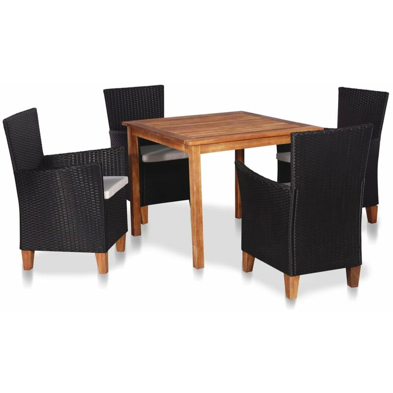 

Set de comedor de jardin 5 pzas ratan sintetico negro y marron