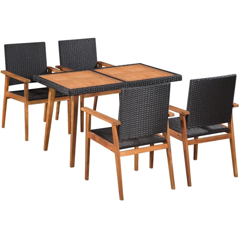 

Set de comedor de jardín 5 pzas ratán sintético negro y marrón