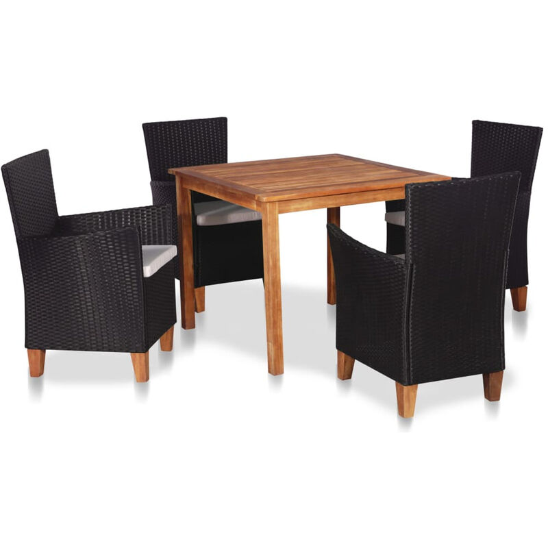 

Set de comedor de jardin 5 pzas rat¨¢n sint¨¦tico negro y marron