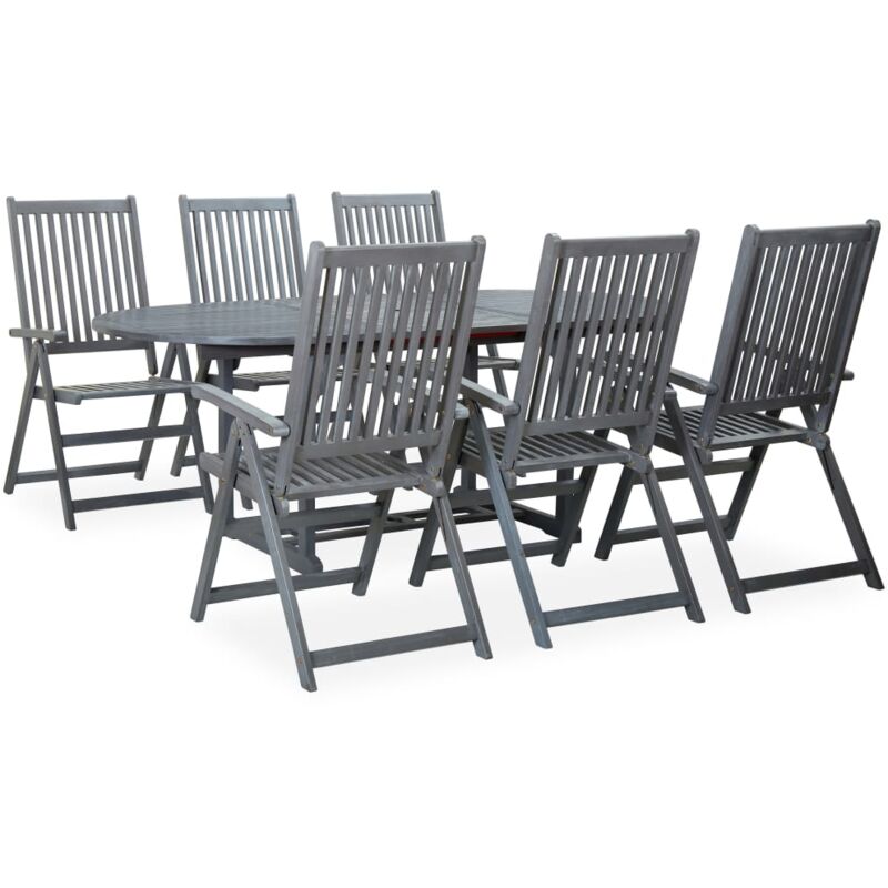 

Set de comedor de jardín 7 piezas madera maciza de acacia gris - Gris - Vidaxl