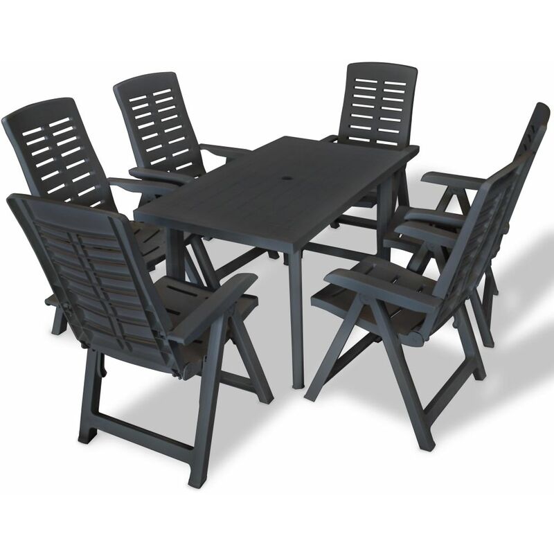 

Set de comedor de jardín 7 piezas plástico gris antracita