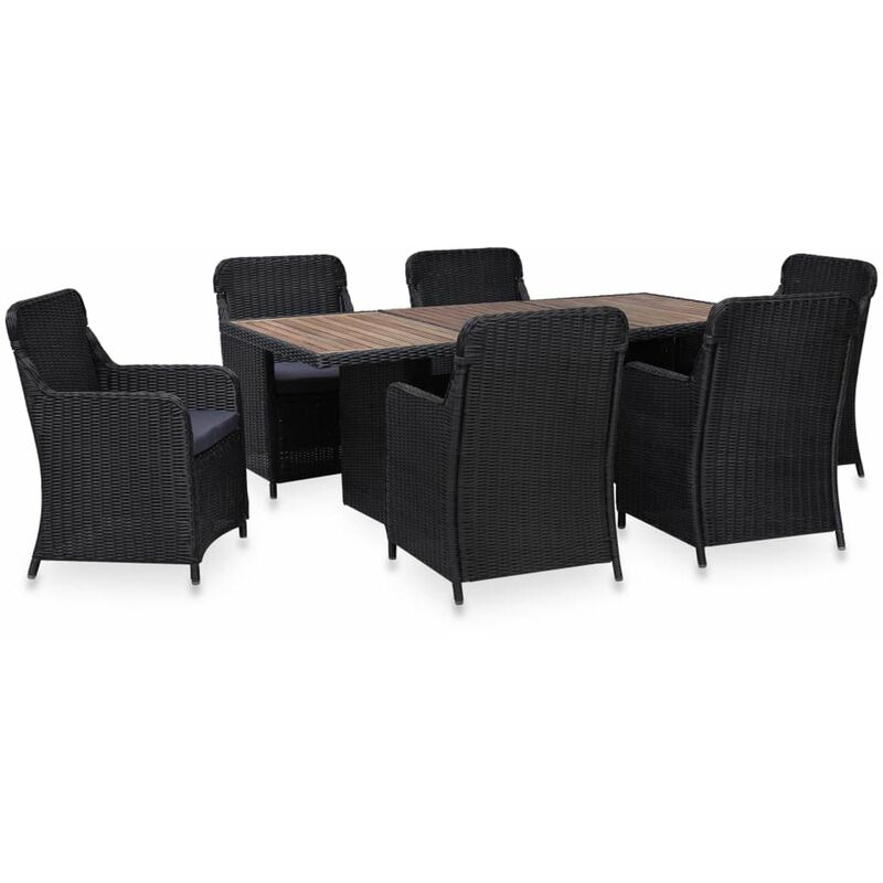 

Happyshopping - Set de comedor de jardin 7 piezas ratan sintetico negro